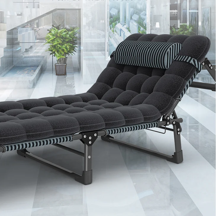 Lightweight Portable Adjustable Durable Garden Canvas Metal Foldable Camping  Bed Cot  with Soft Mattress