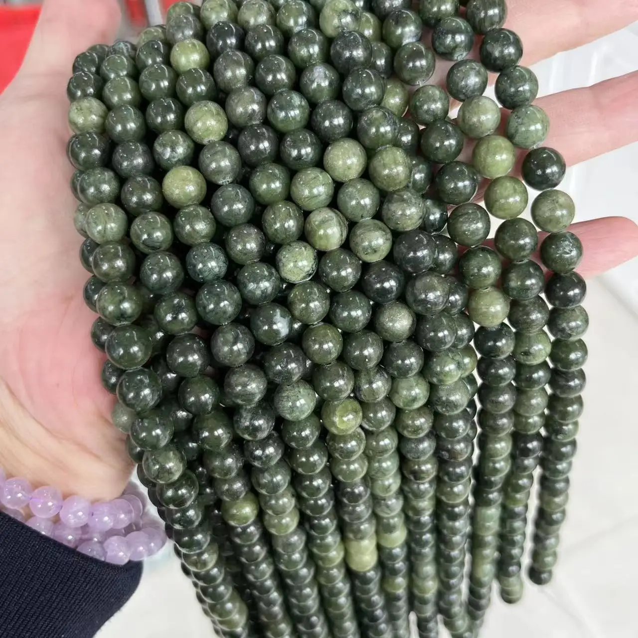 Natural Loose Stone Size 8mm Green Southern Jade Beads Stones Gemstone Strand For Jewelry Making
