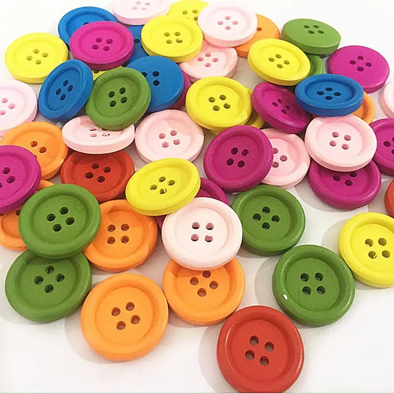 15-25mm multicoloured candy buttons with fine edge candy colored wooden buttons for clothing jacket jeans
