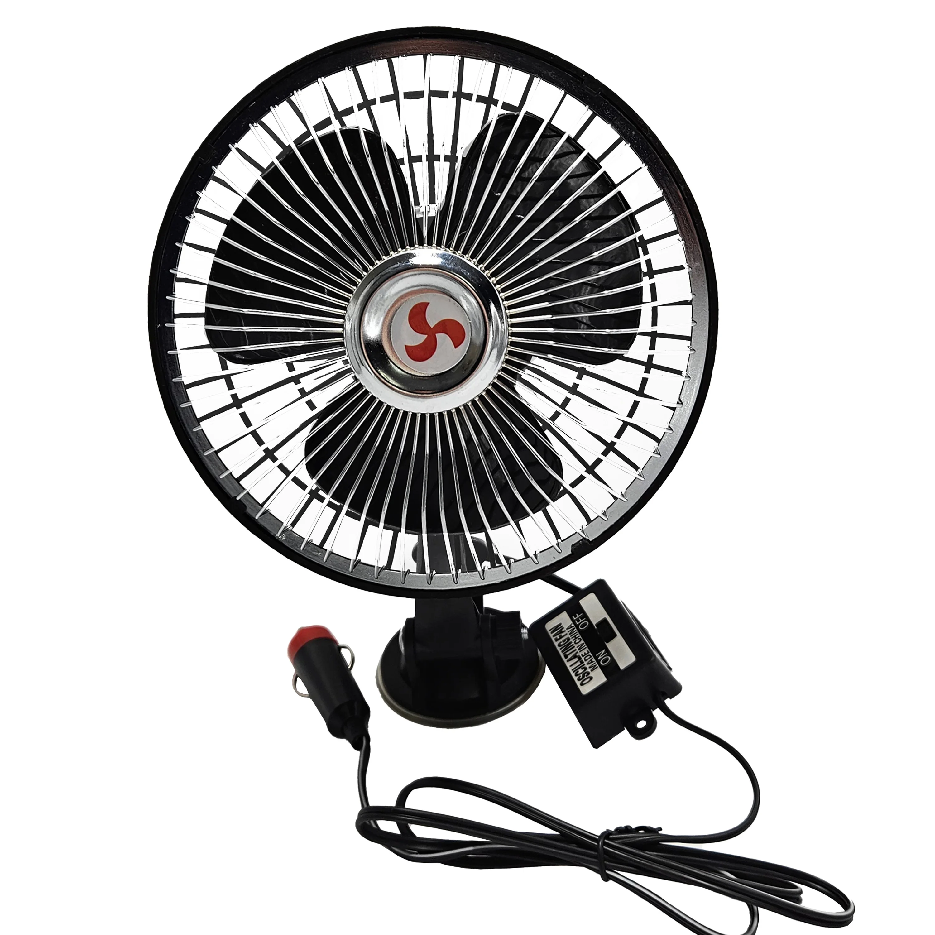 12V/24V, 6-inch plastic fully enclosed black fan, powerful and quiet, can be used as a fan in the car.