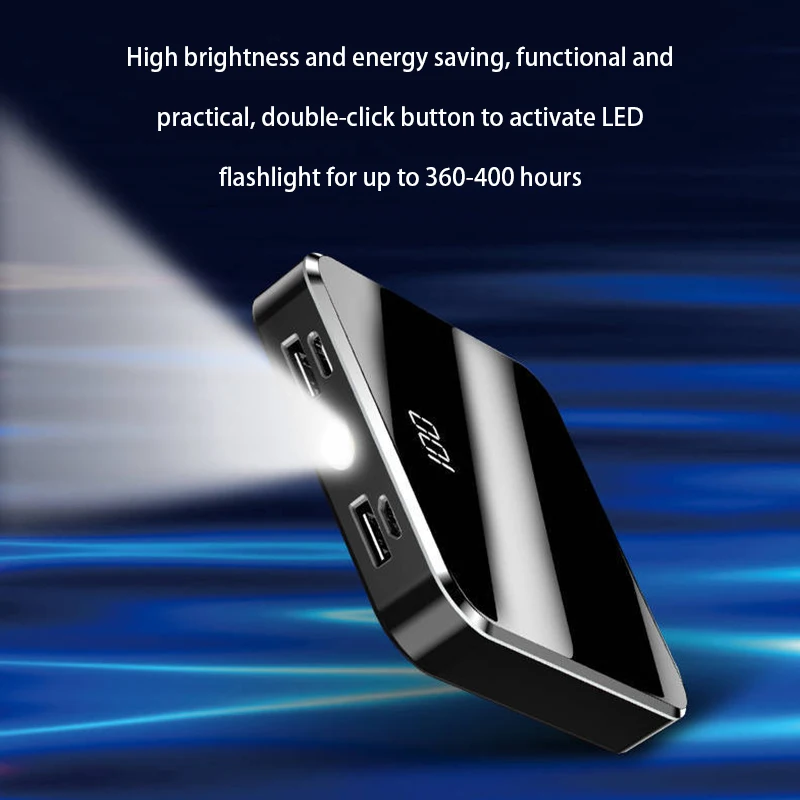  2021 портативная Быстрая зарядка мобильного телефона Powerbank Подарочный карманный цифровой разрядный свет 10000 мАч 20000 Мини Внешний аккумулятор для