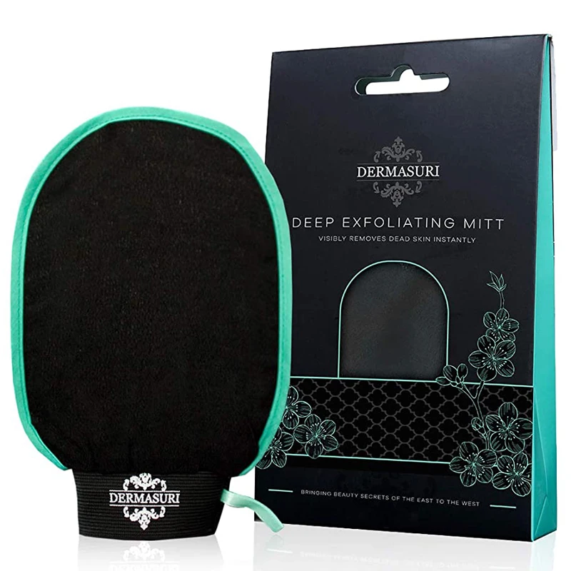 100% Silk Vegan Spray Black Tan Bulk Cellulose Premium Viscose Bath Exfoliating Body Mitt