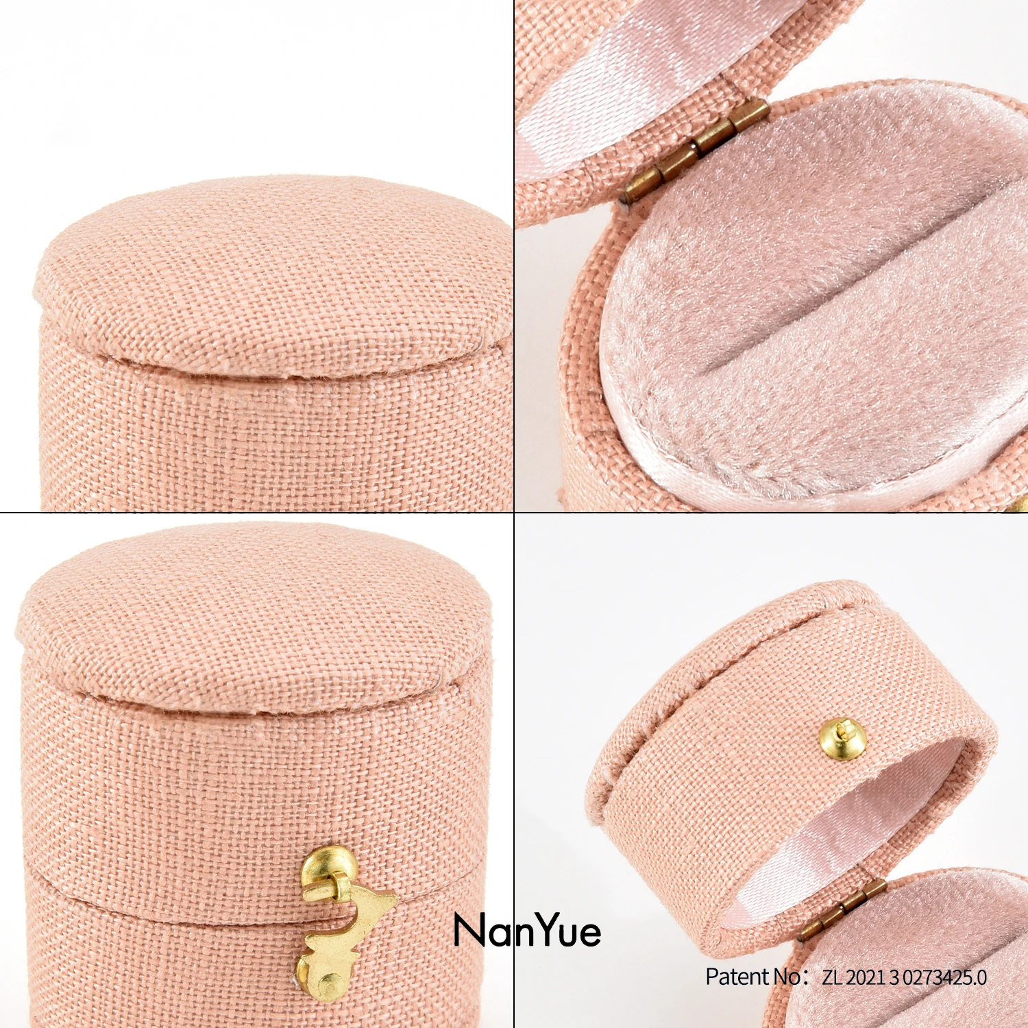 High-end Custom Linen Jewelry Ring Box European vintage Mini Ring Box Travel Portable Jewelry Organizer Box for Rings Wedding