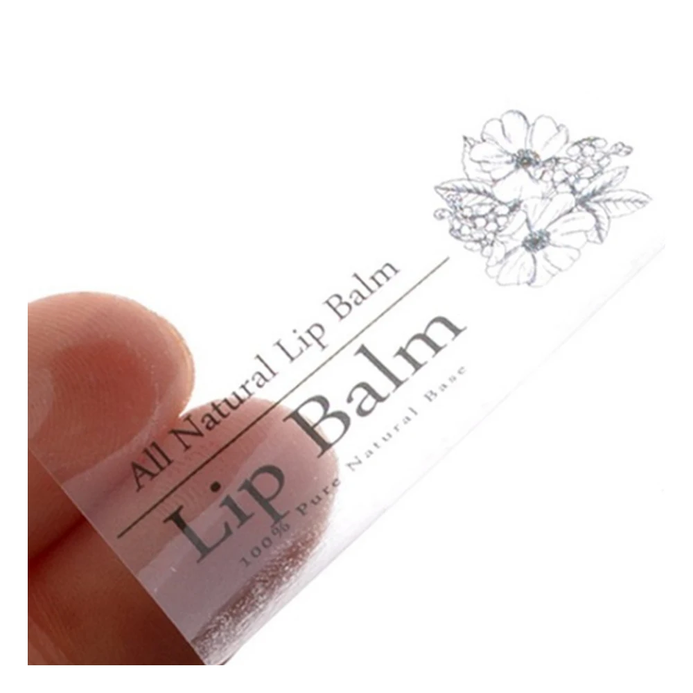 Custom transparent label for cosmetic products used with strong adhesive, clear PET labels for lipstick
