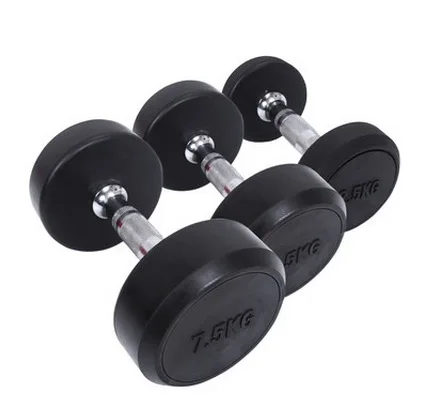 Custom Logo Gym Fitness Black Round Rubber Coated Dumbbell 20 Pound 90lb Adjustable 20 Kg Chrome Dumbbell Set 12kg 25kg