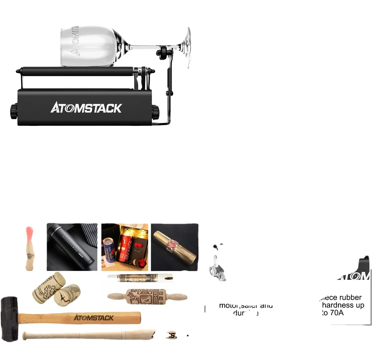 ATOMSTACK R3 Pro Многофункциональный вращающийся зажимной роликовый поворотный патрон 4 в 1 для лазерной гравировки круглых нерегулярных объектов