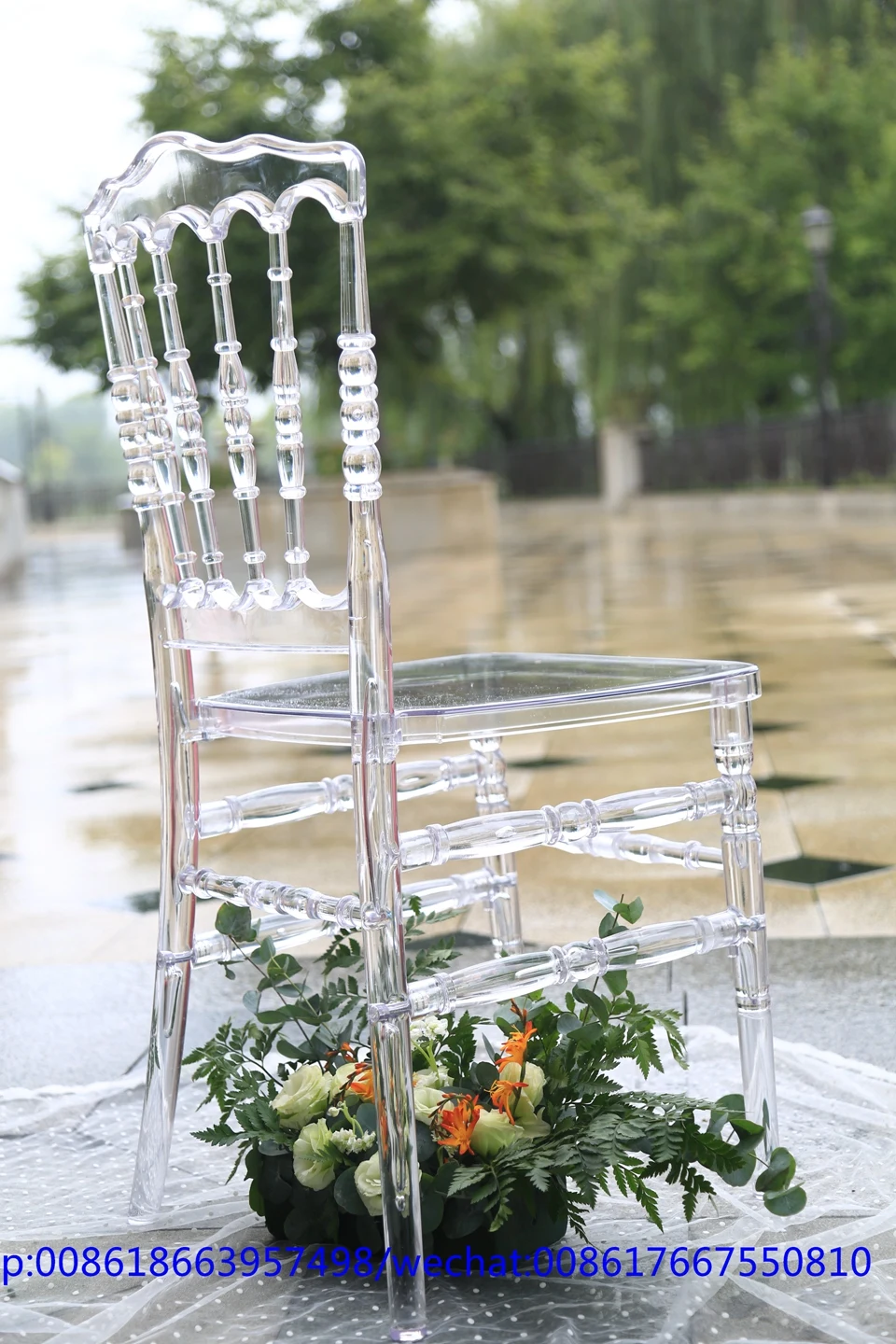 China Factory Event Clear Plastic Napoleon Chairs and Round Table for Wedding Banquet