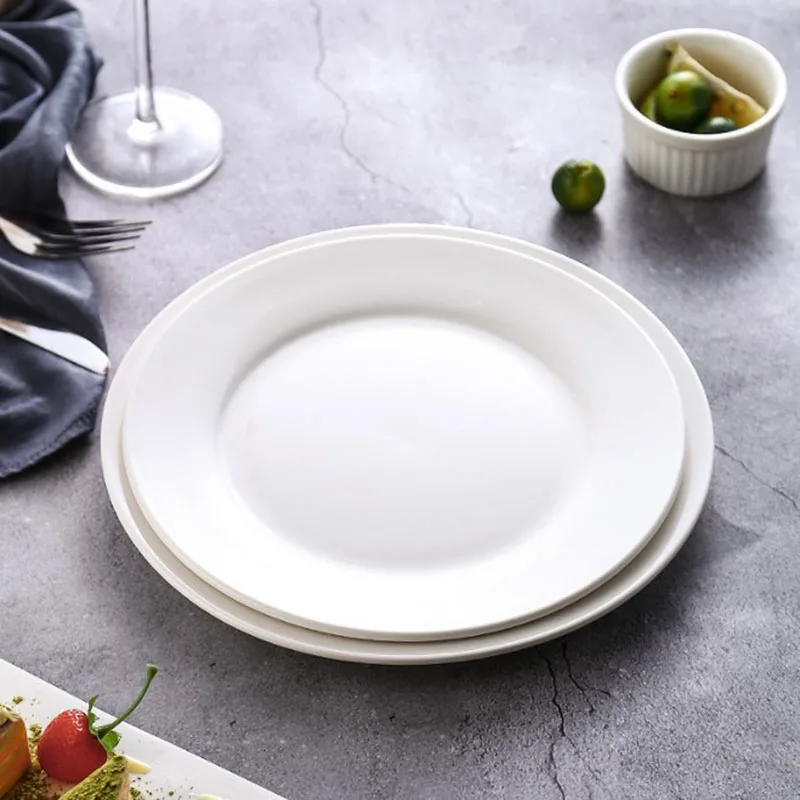 Wholesale Ceramic Plates Flat White Porcelain Ceramic Dinner Plate for Restaurant