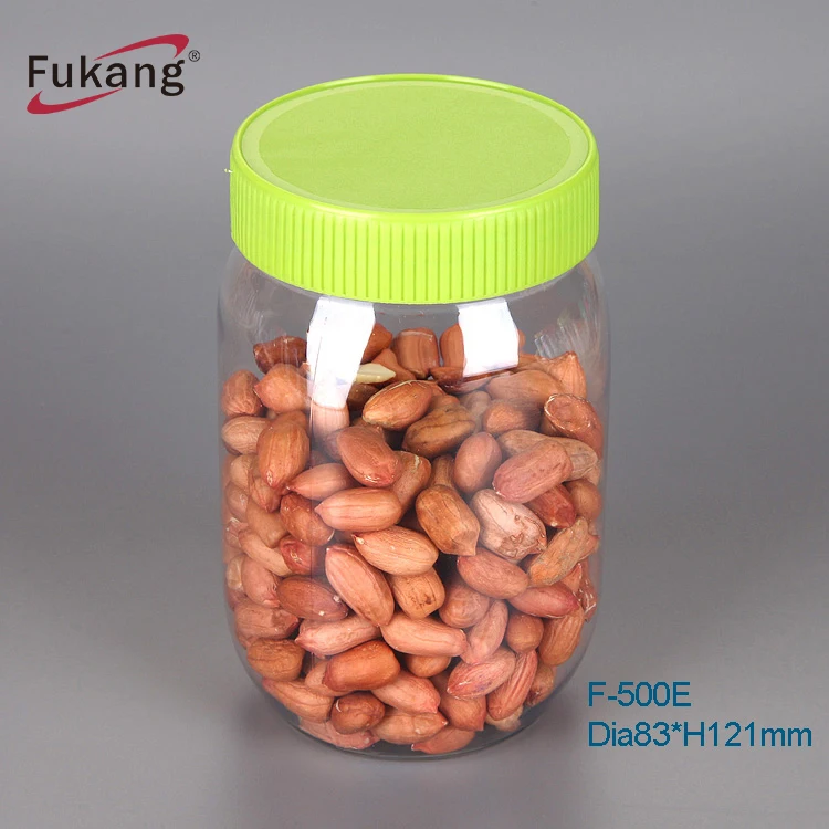 500ml Food Grade Jar Oval Shape Plastic Bottle Empty Honey Round Candy Container With Lid