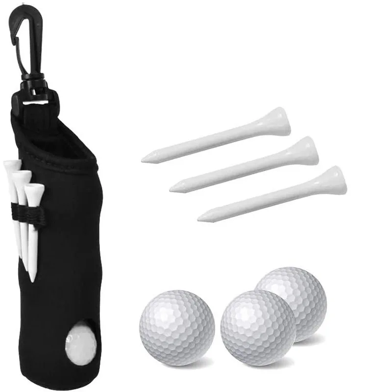 Customized Neoprene Golf Balls Holder with Plastic Hook For Outdoors Portable Solid Colour Golf Ball Pouch Waist Pouch