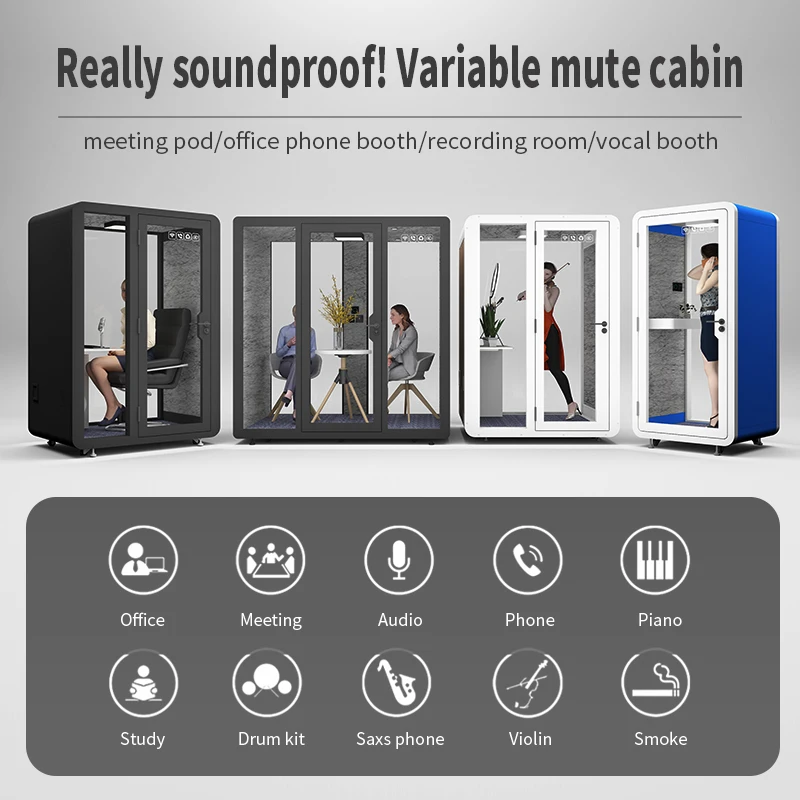 Home Modern Acoustic Office Pod Mobile Soundproof Booth Outdoor Hotel School Hospital Villa Warehouse Mall Available