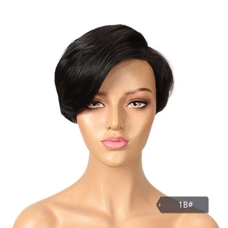 Hot Sale High Quality Human Pixie Cut Brazil Short Straight Lace Hair Wigs  African Wigs with Bangs for Women