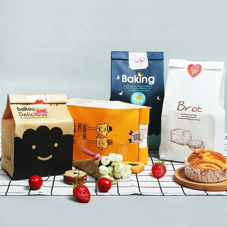 Wholesale Custom Bake shop Greaseproof kraft paper bread bag Factory direct supply baguette bag
