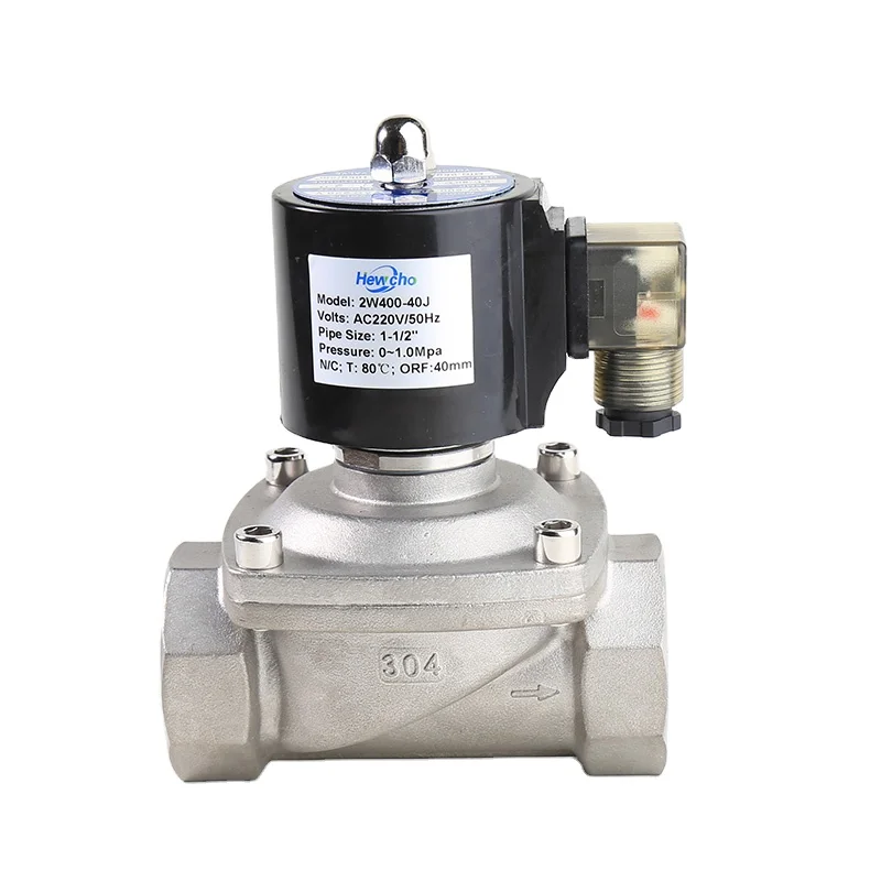 
DN40 1 1/2 Inch 2/2 Way Fluid 2W Stainless Steel Body Direct Acting Solenoid Valve 