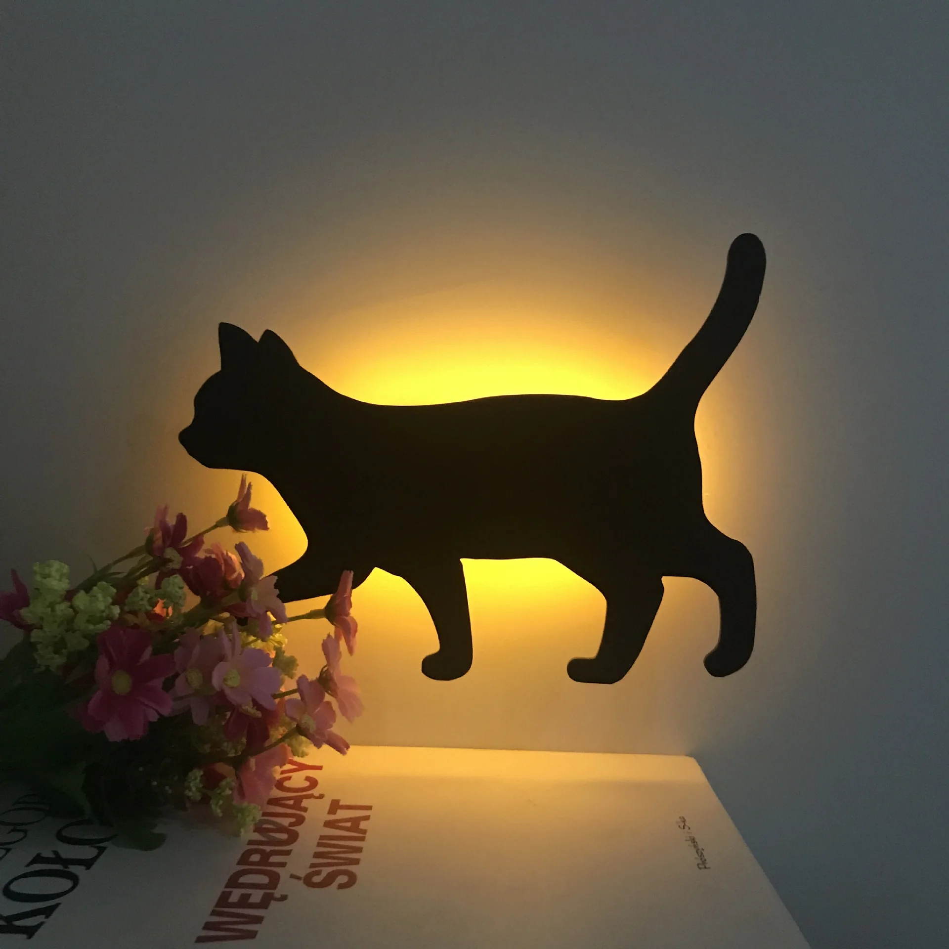 LED projection light control sound control night light cat wall light animal lamp