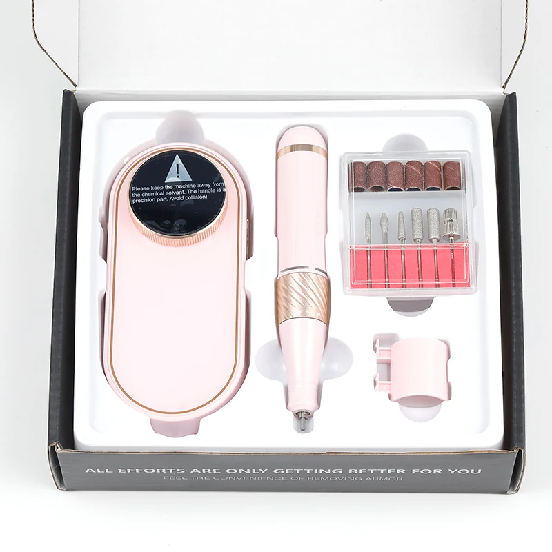 New Nail Drill Machine Handpiece Custom Logo Pink White Black 12Hours Worktime Type C Charge Nail Drill Machine Made in Japan