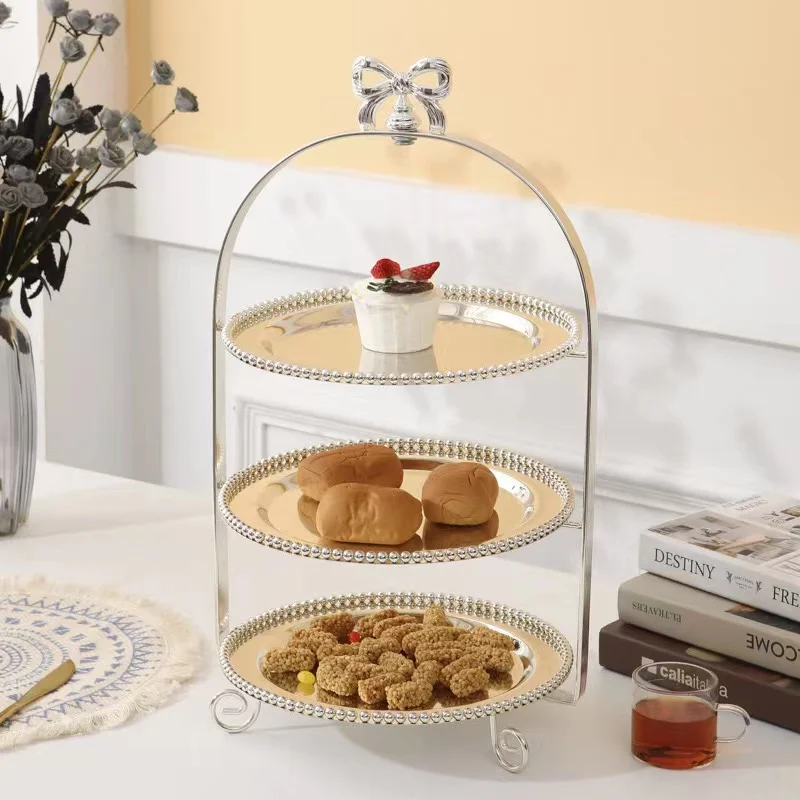 Wedding birthday party dessert fruit display stand European Style Cake Stand Double Three-Tier Candy Shelf Afternoon Tea Plate