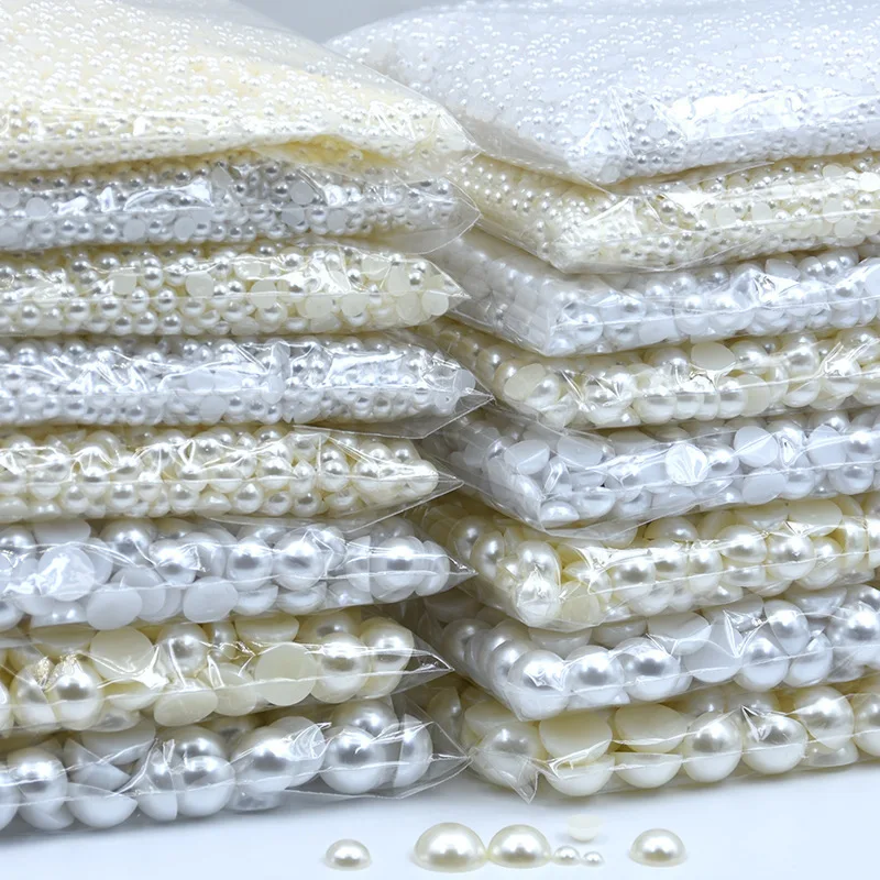 JC crystal wholesale  flat back 3mm-20mm acrylic abs loose pearl beads for jewelry round white abs Imitation half pearls