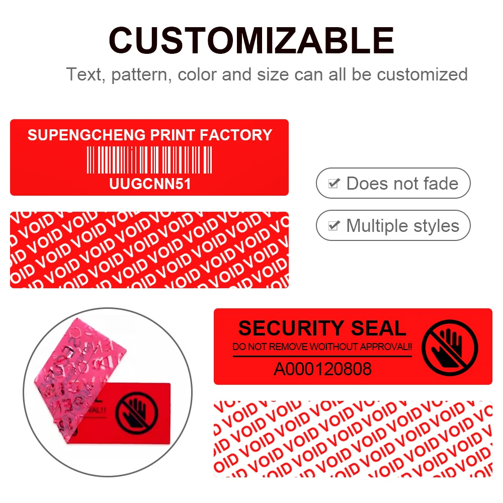 Tamper evident void security seal labels sticker void security customized Warranty Void Seal Anti-counterfeit Sticker Label