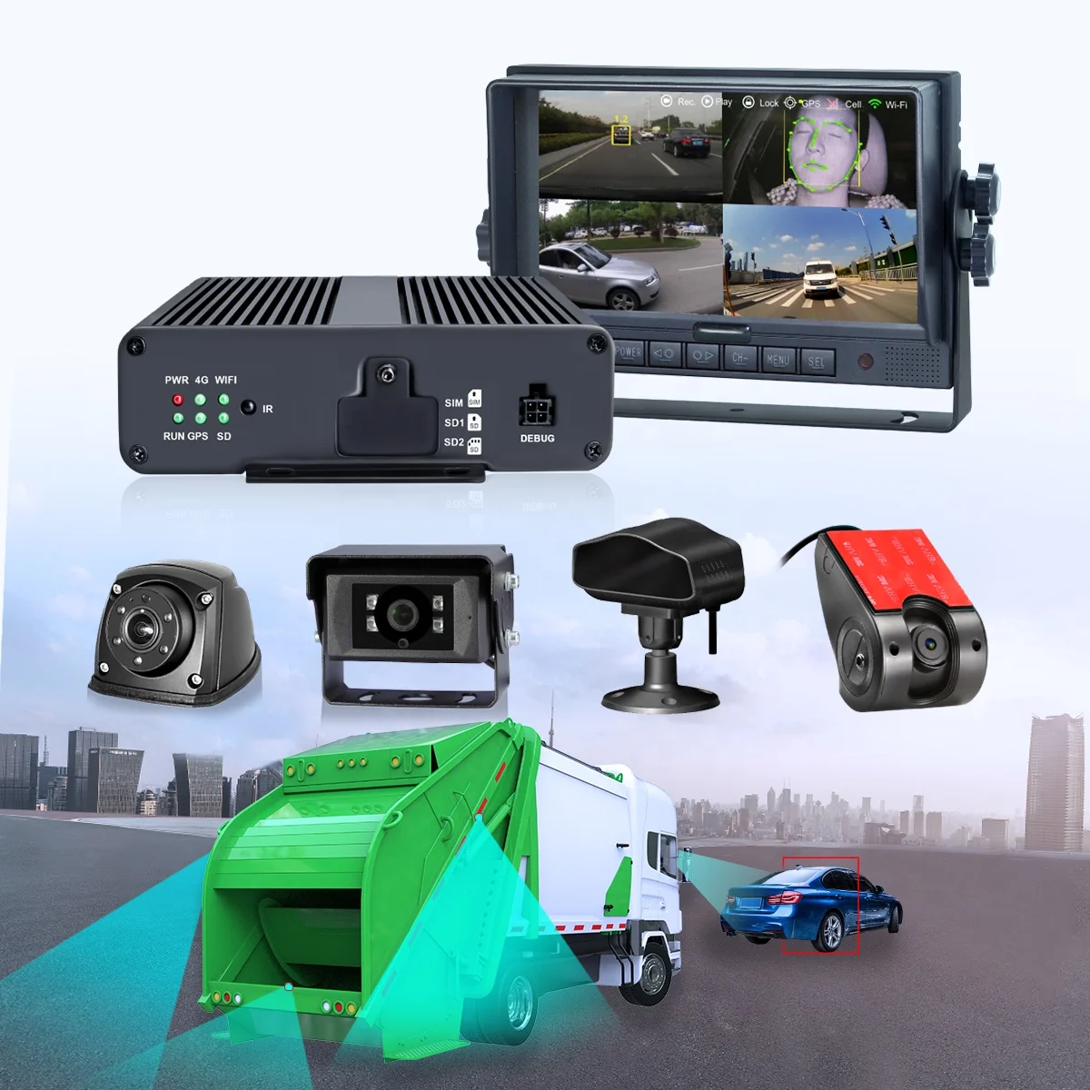STONKAM AVM Black Box Mobile Dvr 4Ch Kit Truck Bus Cctv For Vehicles ADAS BSD optional