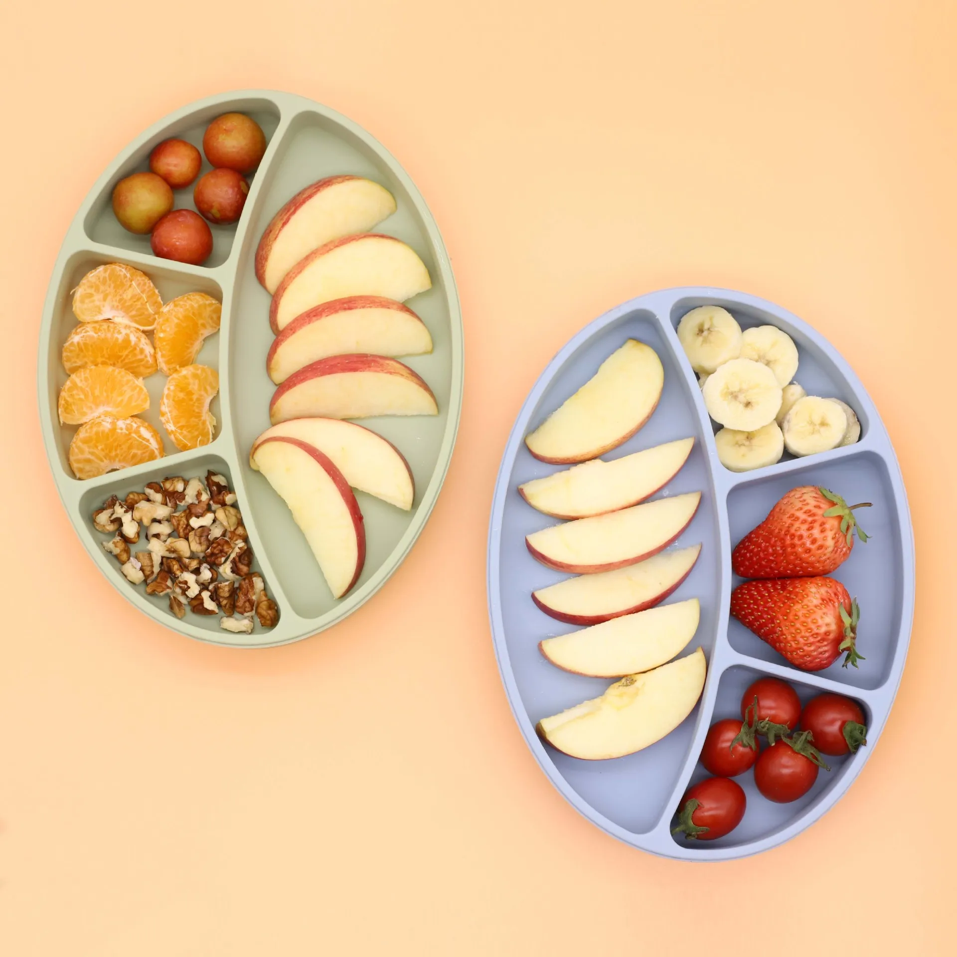 Top Sale BPA Free Safety Silicone Divided Plates Anti Spill Kids Feeding Divided Dish Plates For Baby Kids
