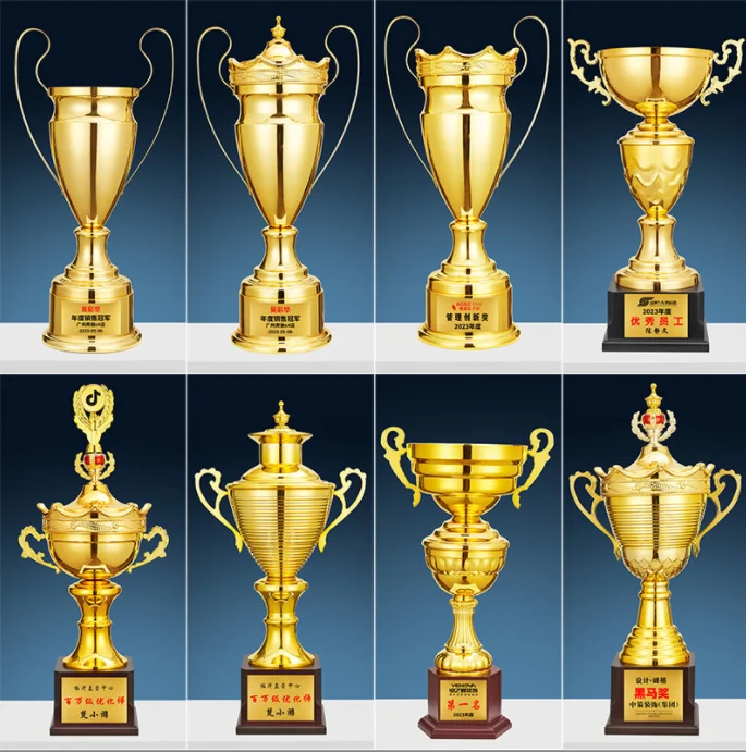 2024 Manufacturer Custom World Metal Cup Large Size Trophy Football Basketball Sport  Metal Gold Award Trophies