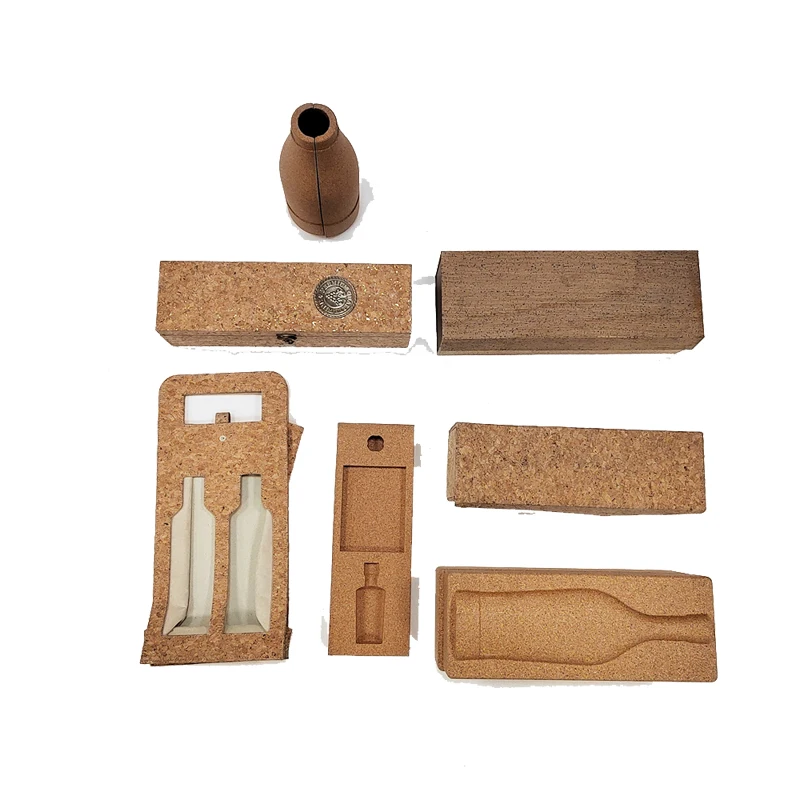 Custom Wine Boxes Premium Cork Champagne Gift Box Molded Cork Wooden Wine Box