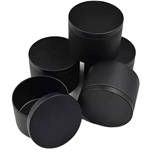 8 oz candle tin round matte black sliding lid tinplate box for packaging