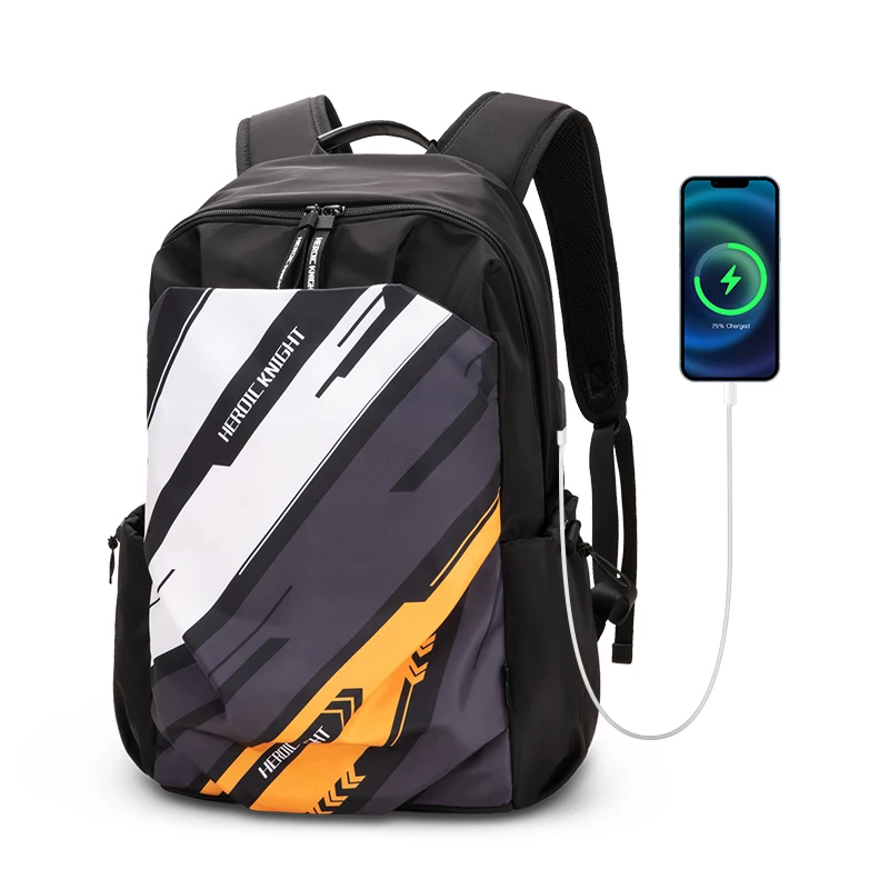 Simple Design Fashion Business Travel School Bag Oxford Laptop Backpack with USB Charging Port and Earphone Hole