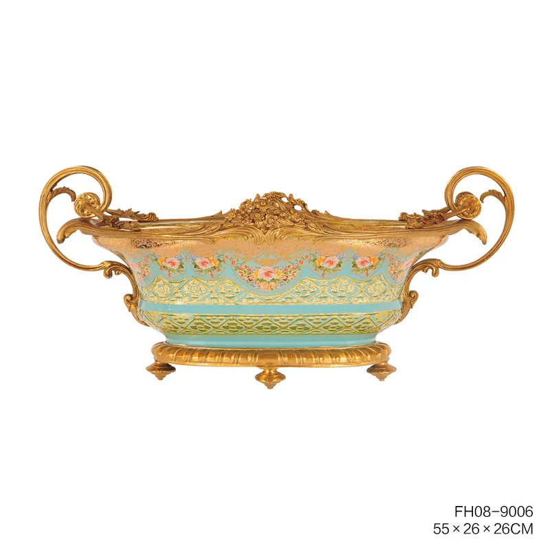 The Green Glass Pieces with Gold Colored Brass with Design Vase for Living Room nice Home Decoration Ornament