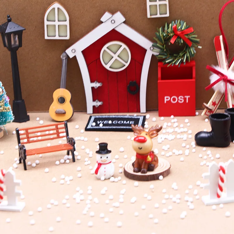 DL-008 2023 Cute Christmas Doll house elf snow man deer tree plush doll Christmas decoration set miniature scene model