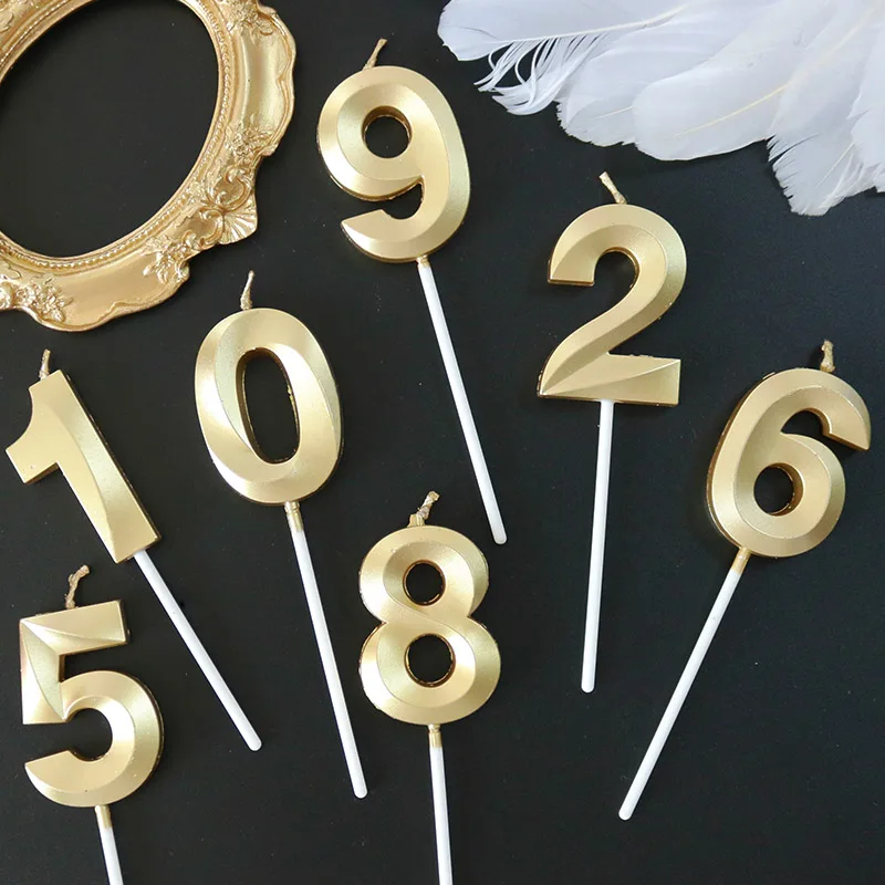 Wholesale Bulk Custom Color Individually number 4 birthday candle pictures Metallic Gold Large Numeral Birthday Candles