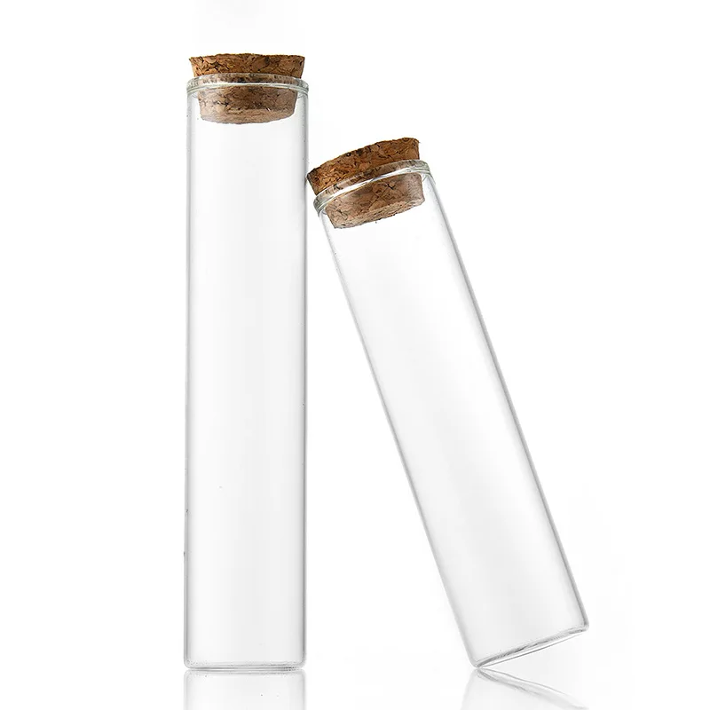 25mm Tubular Crimp Mouth High Borosilicate Glass Bottle Empty Refillable Storage Glass Tube bottle With Cork Stopper