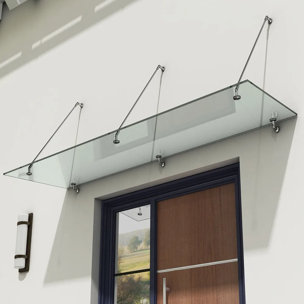 glass canopy with stainless steel support
