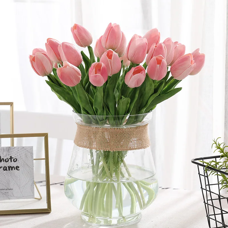Tulips Artificial Flowers PU Calla Fake Flowers Real Touch Flowers for Wedding Decoration Home Party Decoration Favors