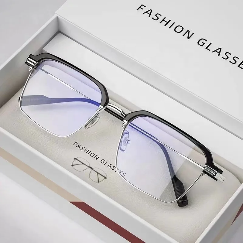 photochromic men black eyebrow rectangle stainless lunettes photogrey pour homme 2025 new glasses multifocal progressive for men