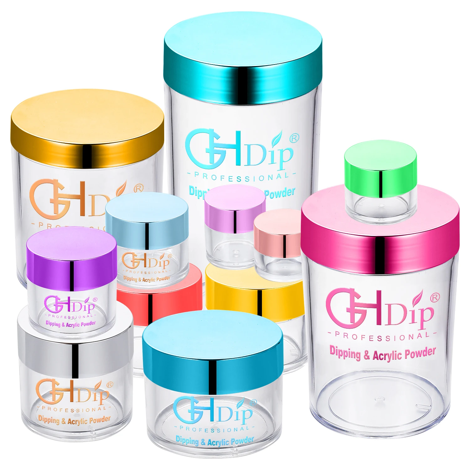 0.5oz/1oz/2oz/8oz Various Types Acrylic Powder Jars for Nail Acrylic Dipping Powder