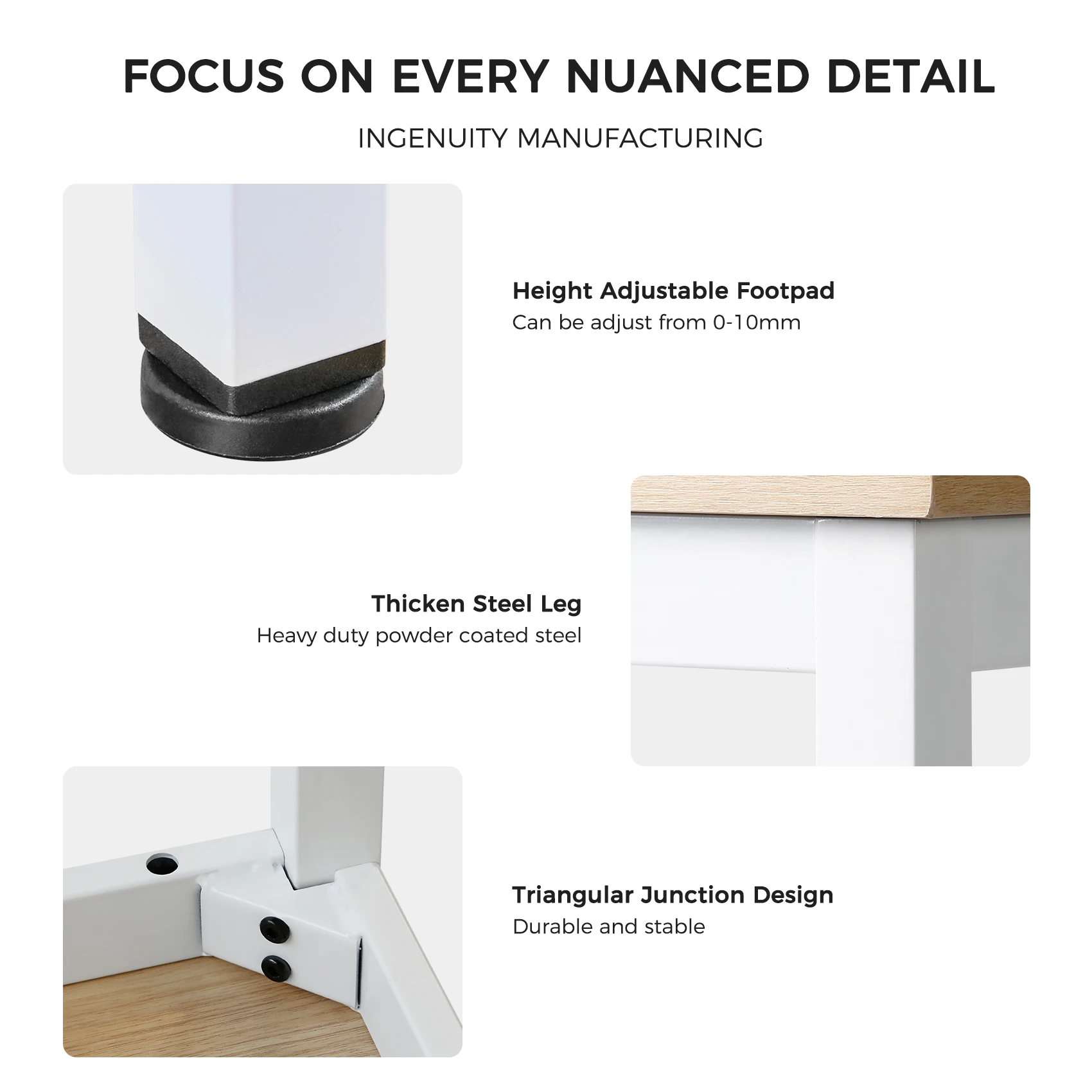 ERK-CD-02EWL-V1 Easy Assembly Stable Support Structure Wooden Textured Table Top PC Office Home Computer Desk