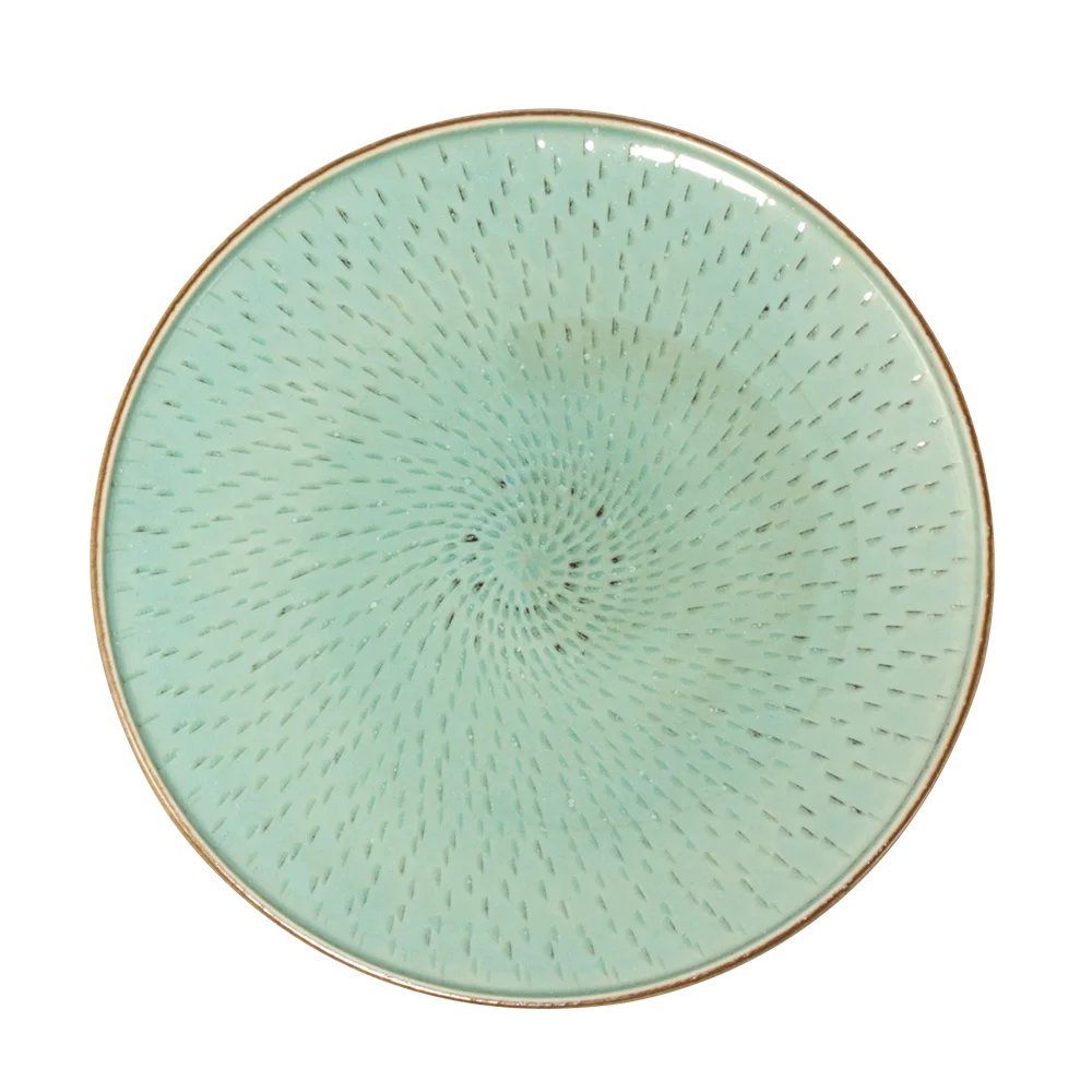 Earthware Handmade Dinner Plate Rustic Green Porcelain Tableware dinner