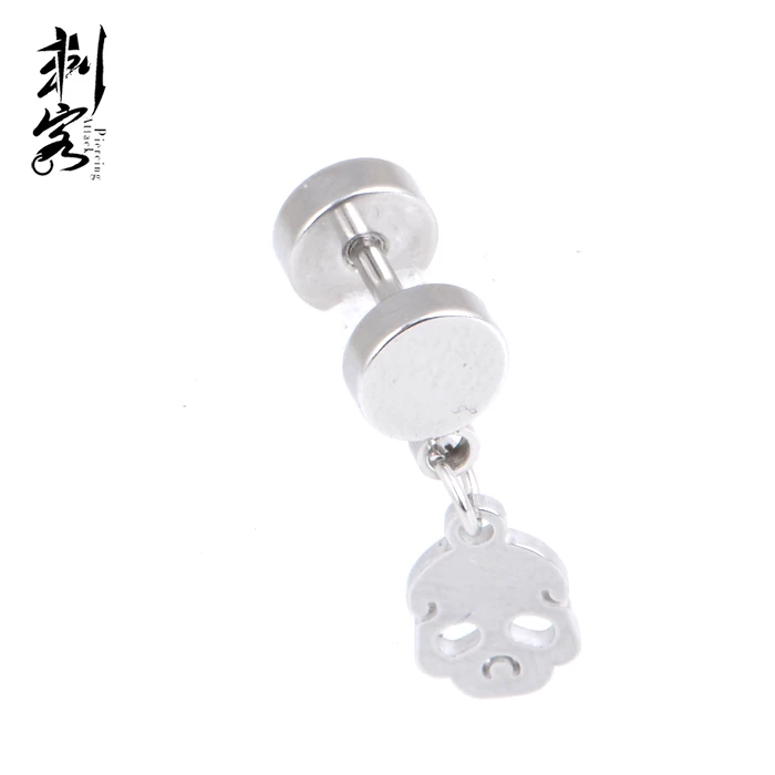 316L Surgical Steel Fake Ear Expander with Skull Fake Ear Plug