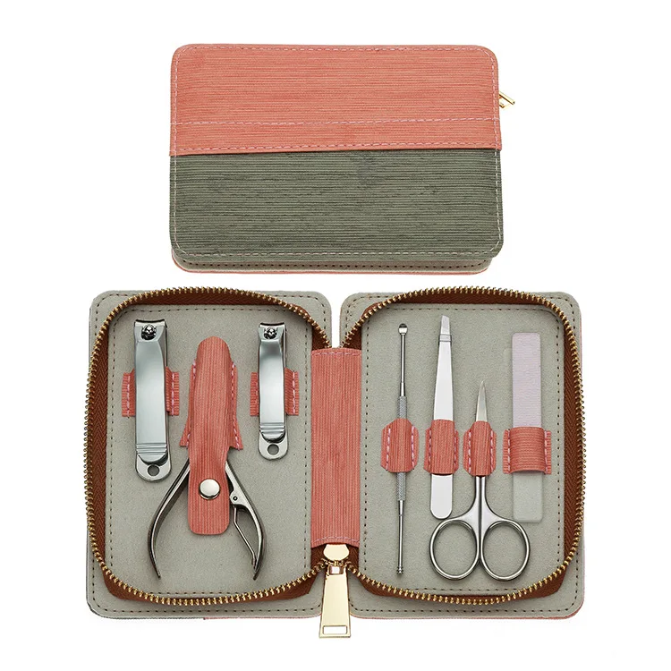 personal logo luxury 7pcs manicure pedicure set grooming set