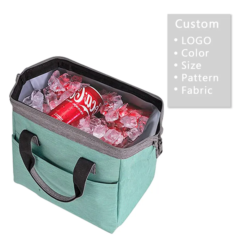 Custom Logo 300D Cooler Bag Thermal Insulated Lunch Bag With Pouch Sac Isotherm Waterproof Tote Lunchbag Outdoor Picnic Bags