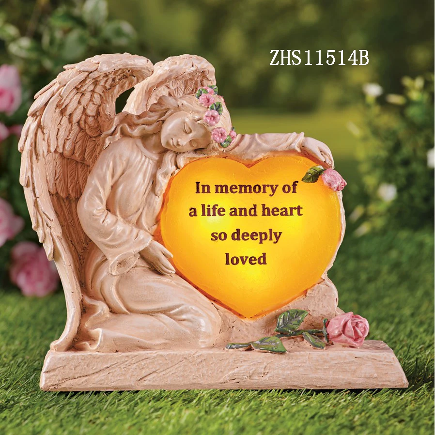Angel Holding Heart solar garden decoration Powered Memorial Decoration