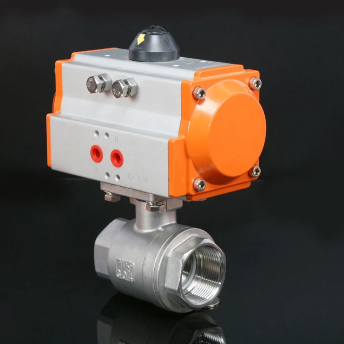 TKFM high platform pneumatic Female thread screw two piece stainless steel ball valve