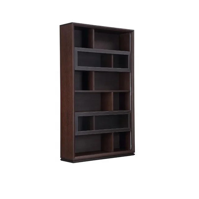 
Luxury Modern Style Wooden Bookcase Fashion Ladder Bookcase Simple Black Leather Bookcase Living Room And Study Furniture 