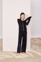 Hot Selling Female Sequin 100% Cashmere Knitted Button V-neck Sweater Cardigan