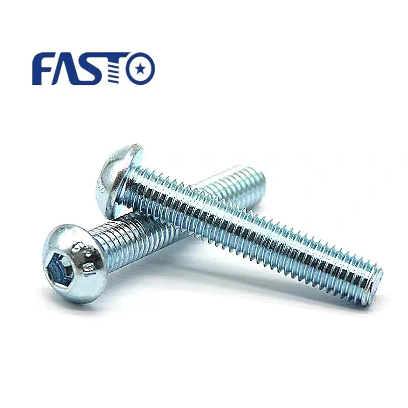 Manufacturer supply zinc plated carbon steel Hex socket Semi-Round head bolts
