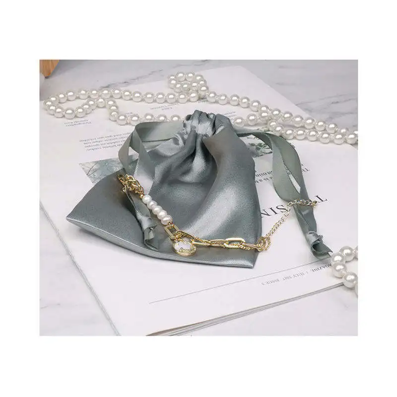 Wholesale Multi-Color Design Silk Bangle Necklace Ring Pouch Big Space Jewelry Satin Gift Pouch Bag With Drawstring