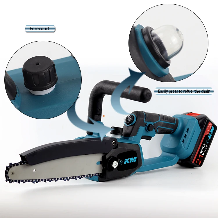 KM Handheld Lithium Battery Chainsaw Garden Tools 12 inch Wood Cutting Machine Chainsaw