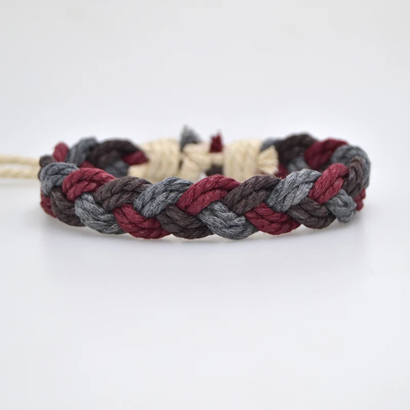 ABB-032  Three colour braid Bohemian Braided Cotton Rope Cuff Wristbands Ethnic Anklet Bracelets For Men Women